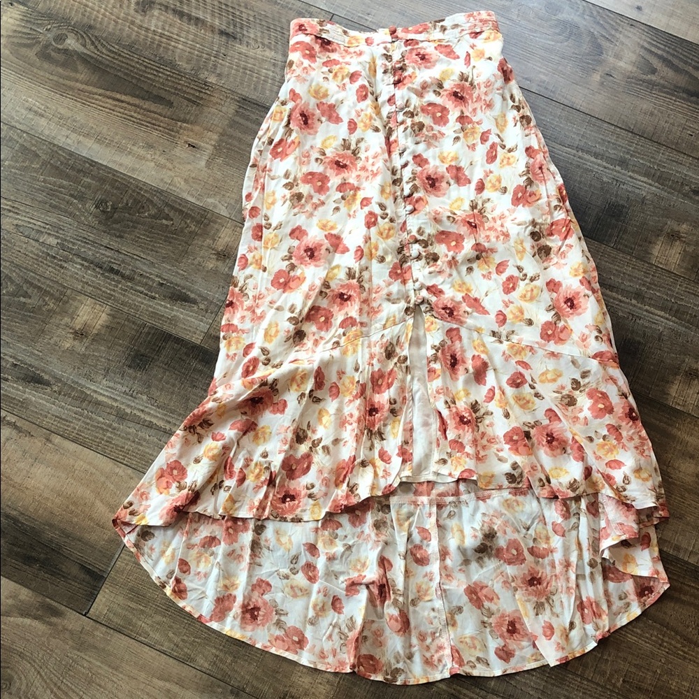 Abercrombie & Fitch Peach Floral High-Low Maxi Skirt
